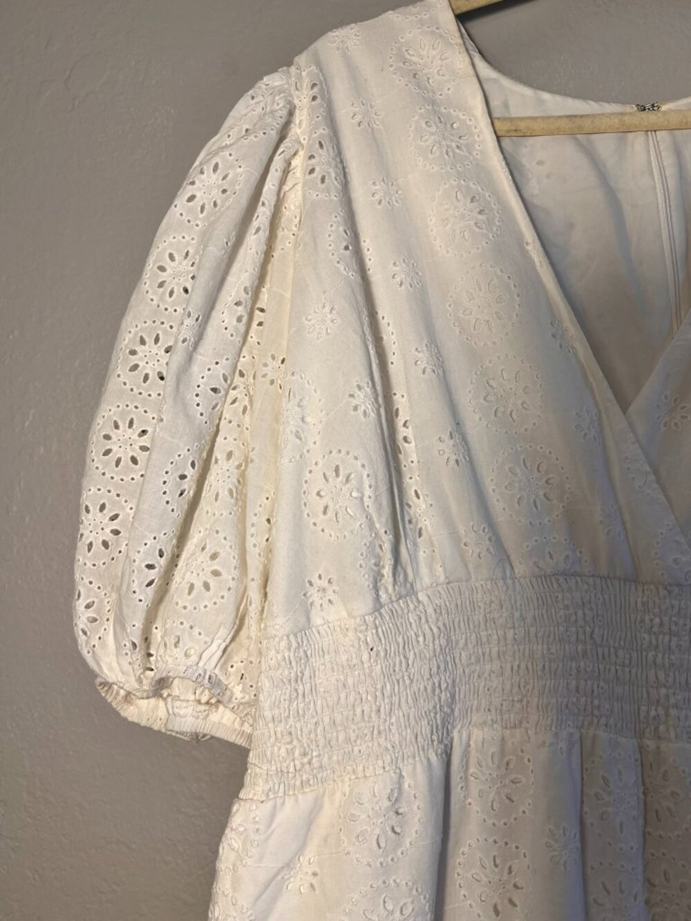 EUC - Size 3X Anthropologie Hutch Smocked-Waist White Eyelet Jumpsuit - Picture 4 of 6